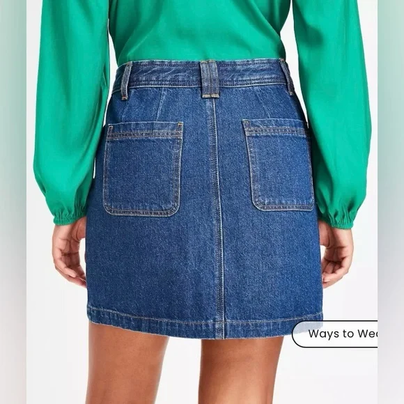 LOFT Patch Pocket Denim Skirt - Picture 2 of 5